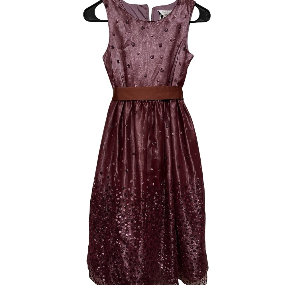 French Tulle Underlay Girls size 10 Burgundy dress with silk belt